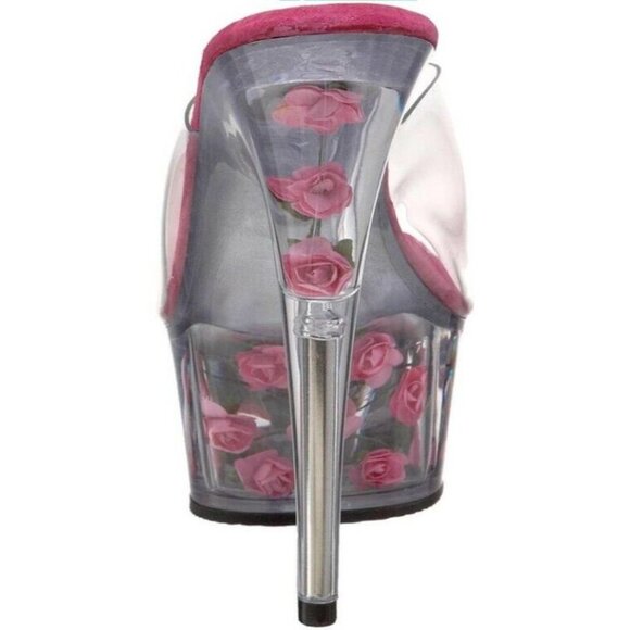 Pleaser Delight 6" Heel Platform Pumps Women's Size 6  Pink Flowers Sexy… - Picture 4 of 12